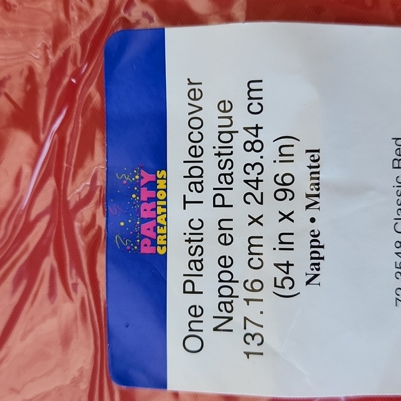 LOT OF 6 54 X 96 INCH PLASTIC TABLECLOTHS, AMERICAN FLAG AND RED DESIGNS - Picture 3 of 3